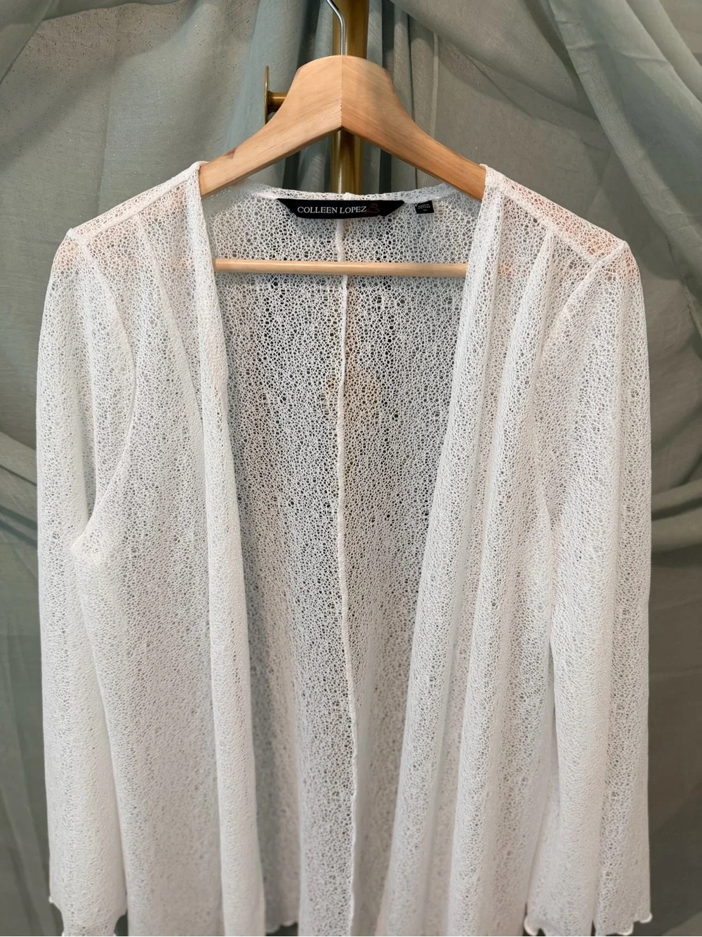 Colleen Lopez White Lace Sheer Cardigan